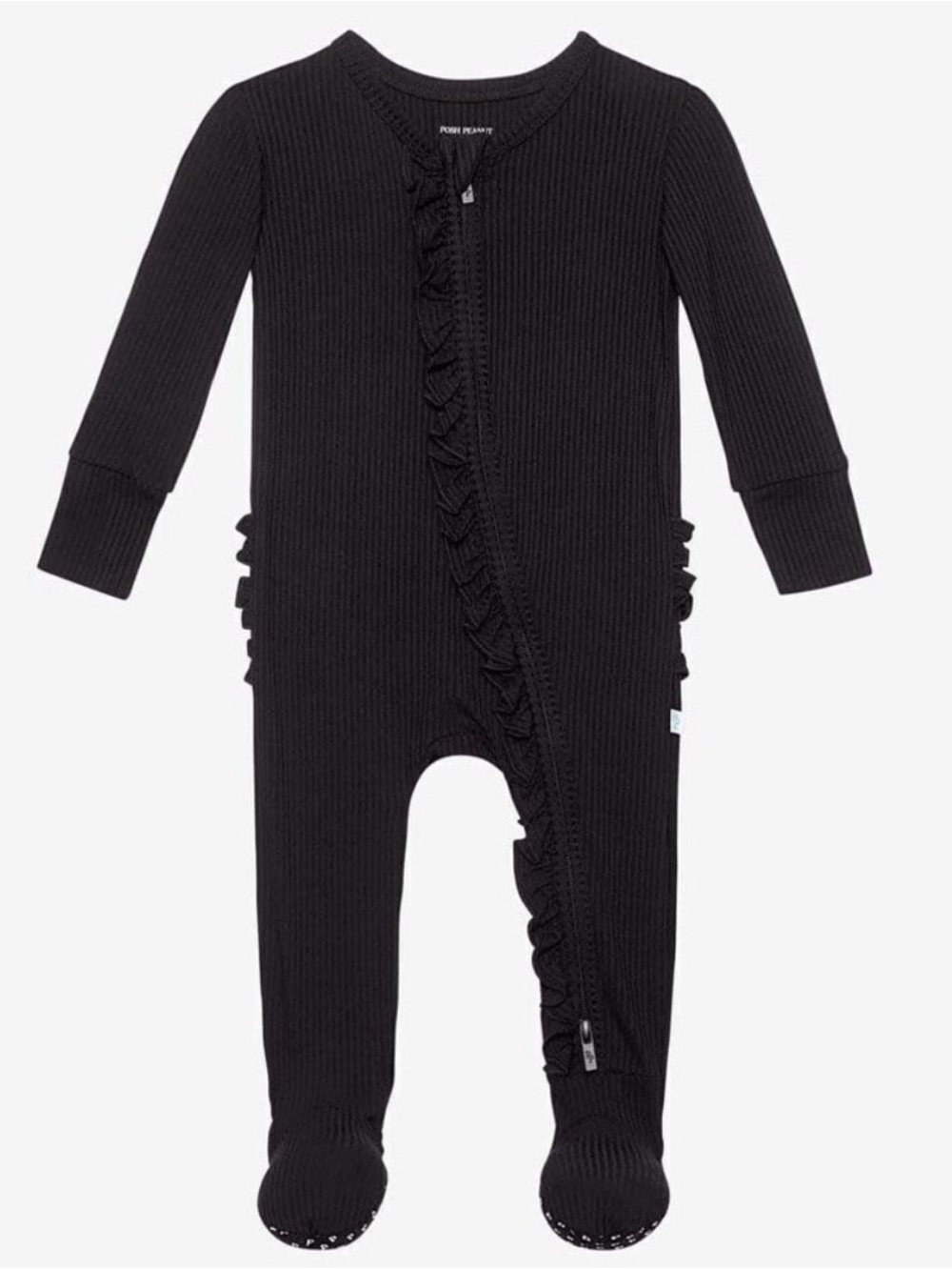 Posh Peanut - LIKE NEW - Black Ruffle Footie Pajamas